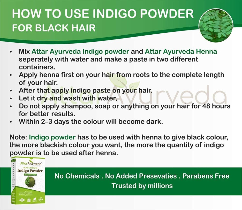 Attar Ayurveda Henna Powder, Indigo Powder Combo Pack uses