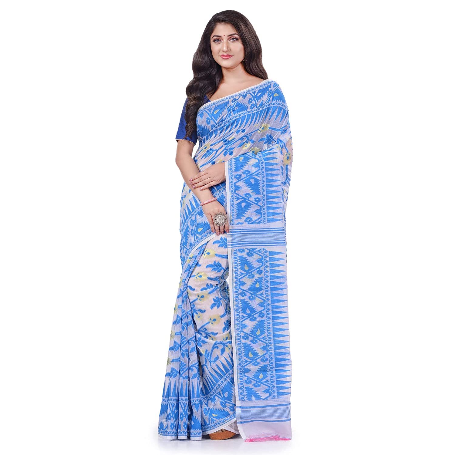 Desh Bidesh Bengal Cotton Tant Women's Bengal Handloom Tant Soft Dhakai Jamdani Cotton Saree Whole Body Design - Distacart