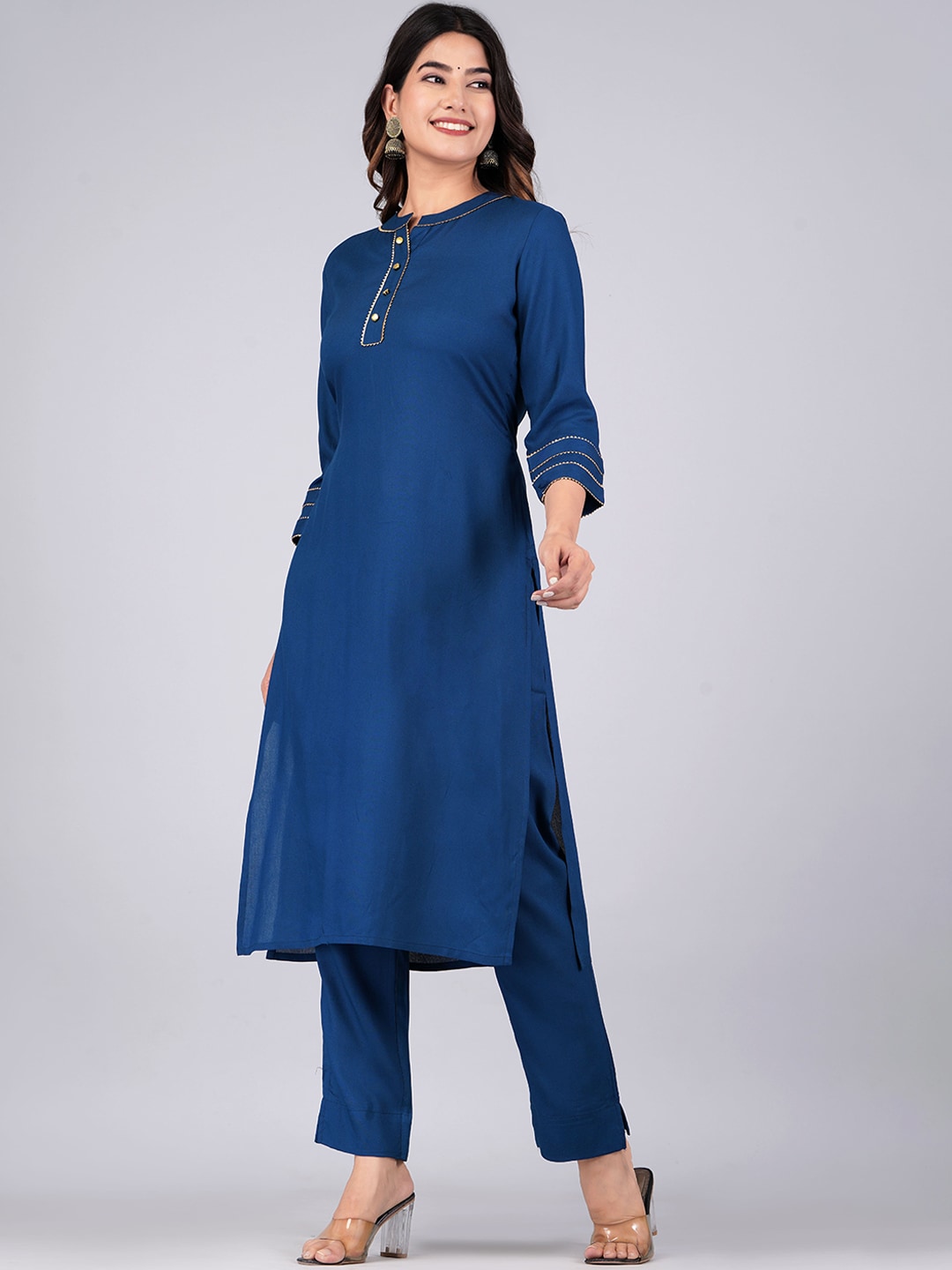Kalini Regular Gotta Patti Kurta With Trousers - Distacart