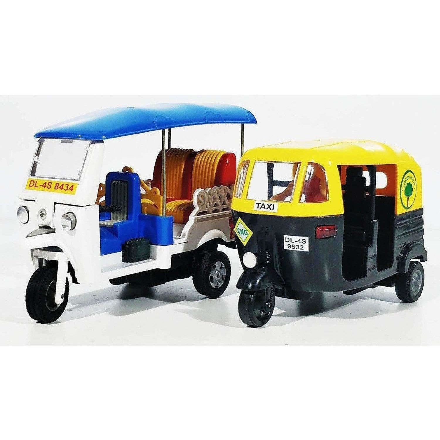 Indian Iconic Tuktuk-CNG Auto Rickshaw Toy (Blue & Green)- Pack Of 2 - Distacart