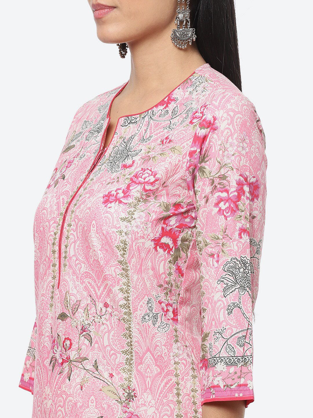 Biba Women Floral Printed Kurta with Trousers & With Dupatta - Distacart
