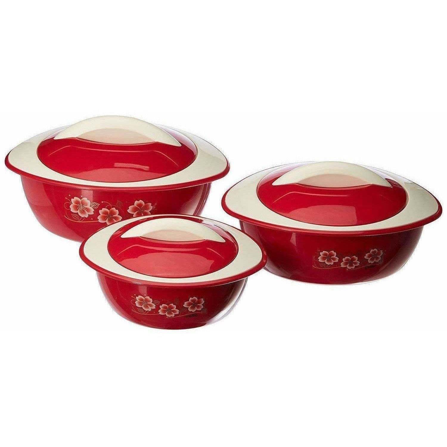 Maroon Color - Plastic Casserole Set of 3 - Pieces - Distacart