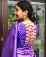 Thumbnail for DEIANA'S Beautiful Golden Jari with New Design Soft Lichi Silk Saree - Purple - Distacart