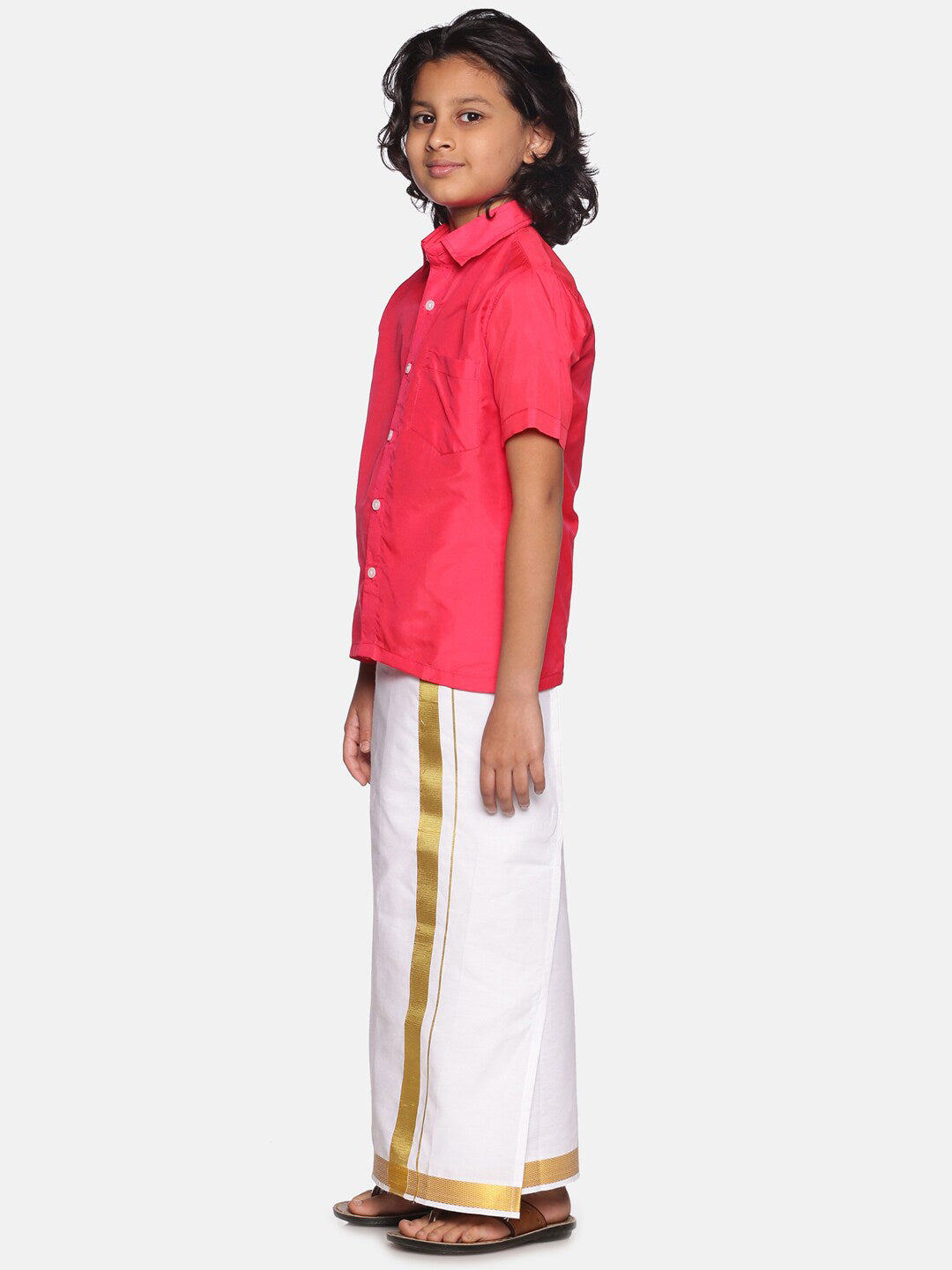 Sethukrishna Boys Rose & White Shirt with Dhoti - Distacart