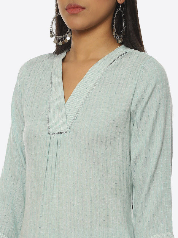 Biba Women V-Neck Kurta & Trousers With Dupatta - Distacart