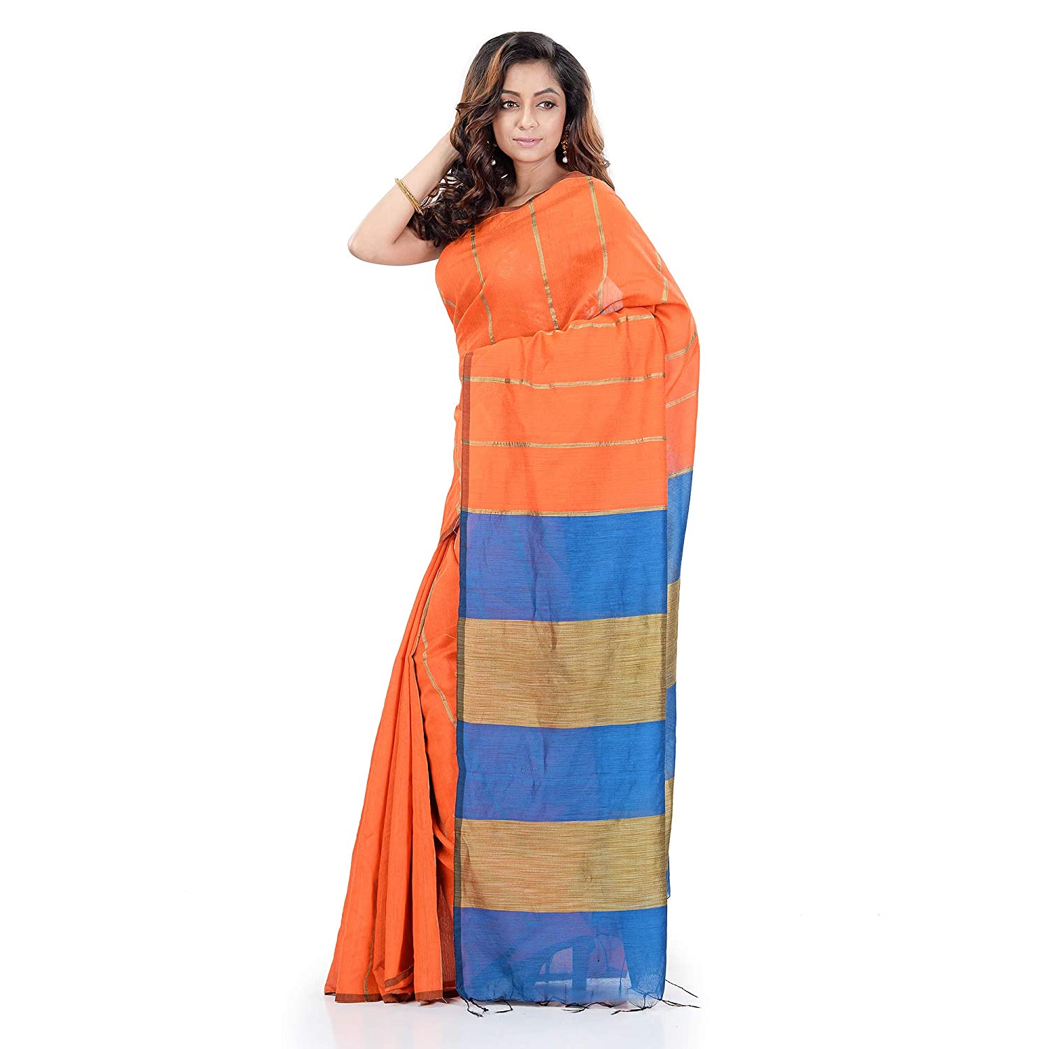 Desh Bidesh Women's Cotton Silk Bengal Half-Half Ghicha Handloom Woven Saree With Blouse Piece - Distacart