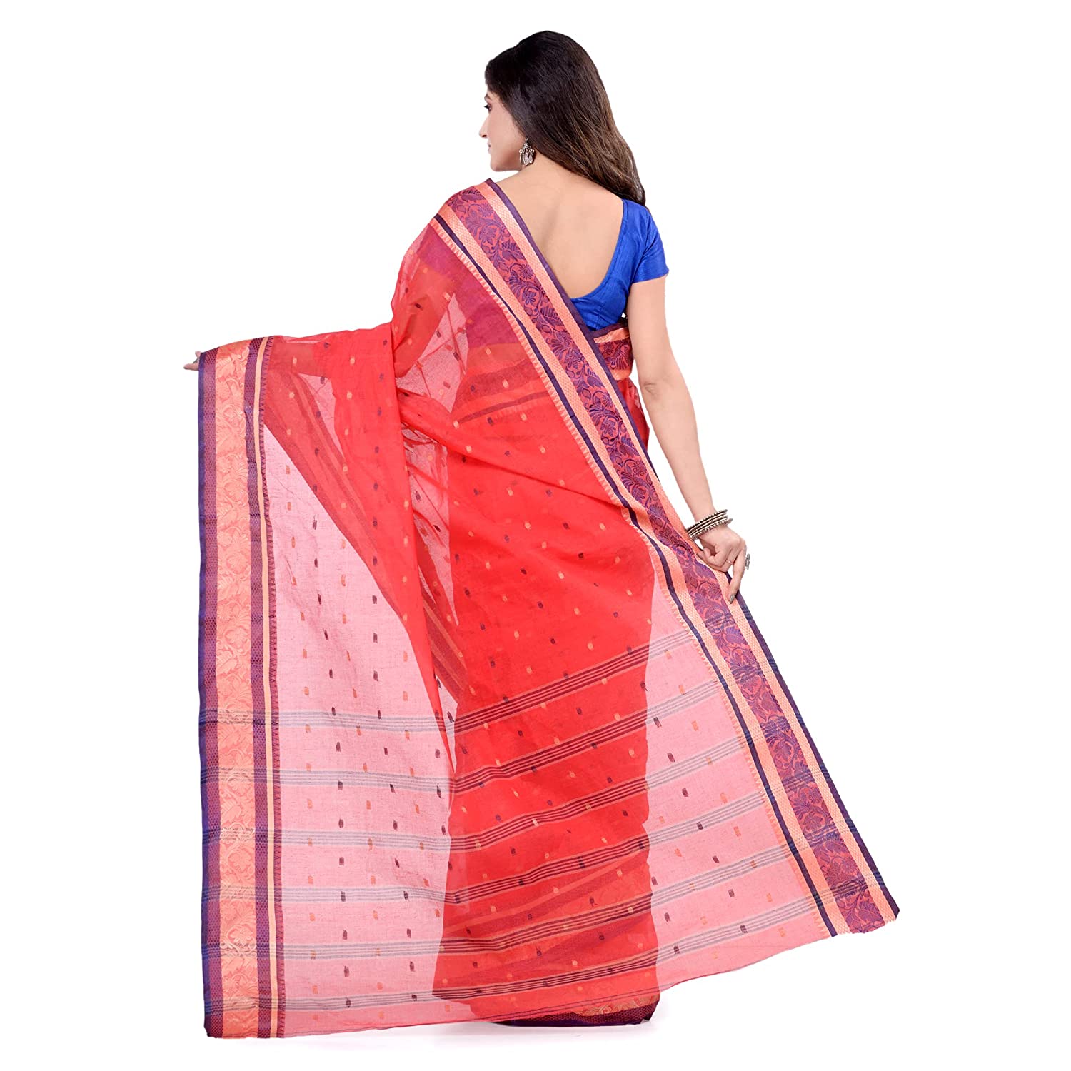 Desh Bidesh Women's Traditional Bengal Tant Pure Handloom Cotton Saree Patabahar Design Without Blouse Piece - Distacart