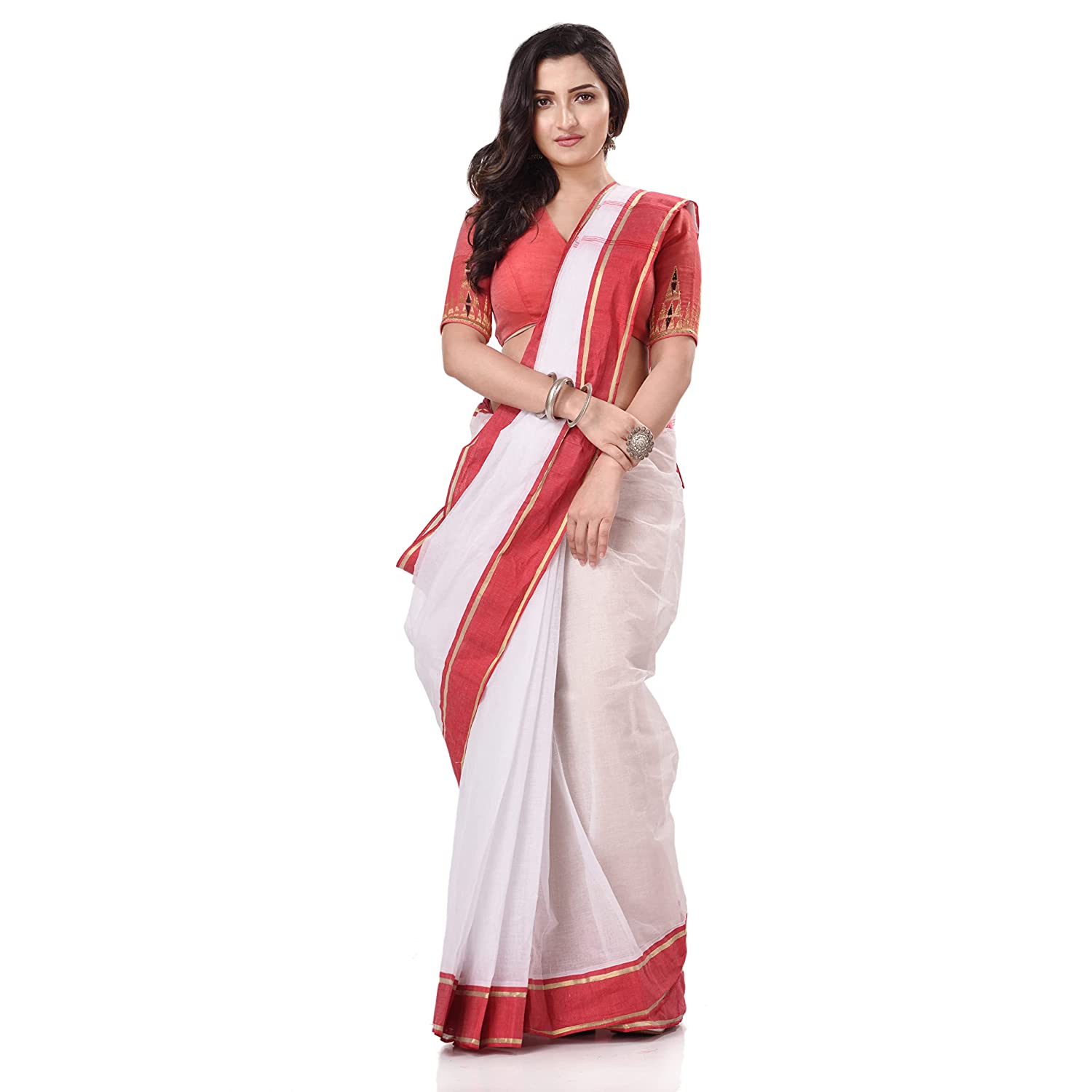 Desh Bidesh Women's Bengal Tant Aradhana Pure Handloom Cotton Saree - Distacart