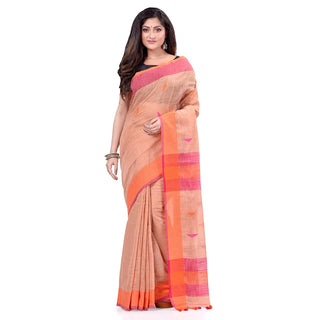 Desh Bidesh Women's Traditional Bengali Tant Handloom Cotton Saree Prism Designed With Blouse Piece - Distacart