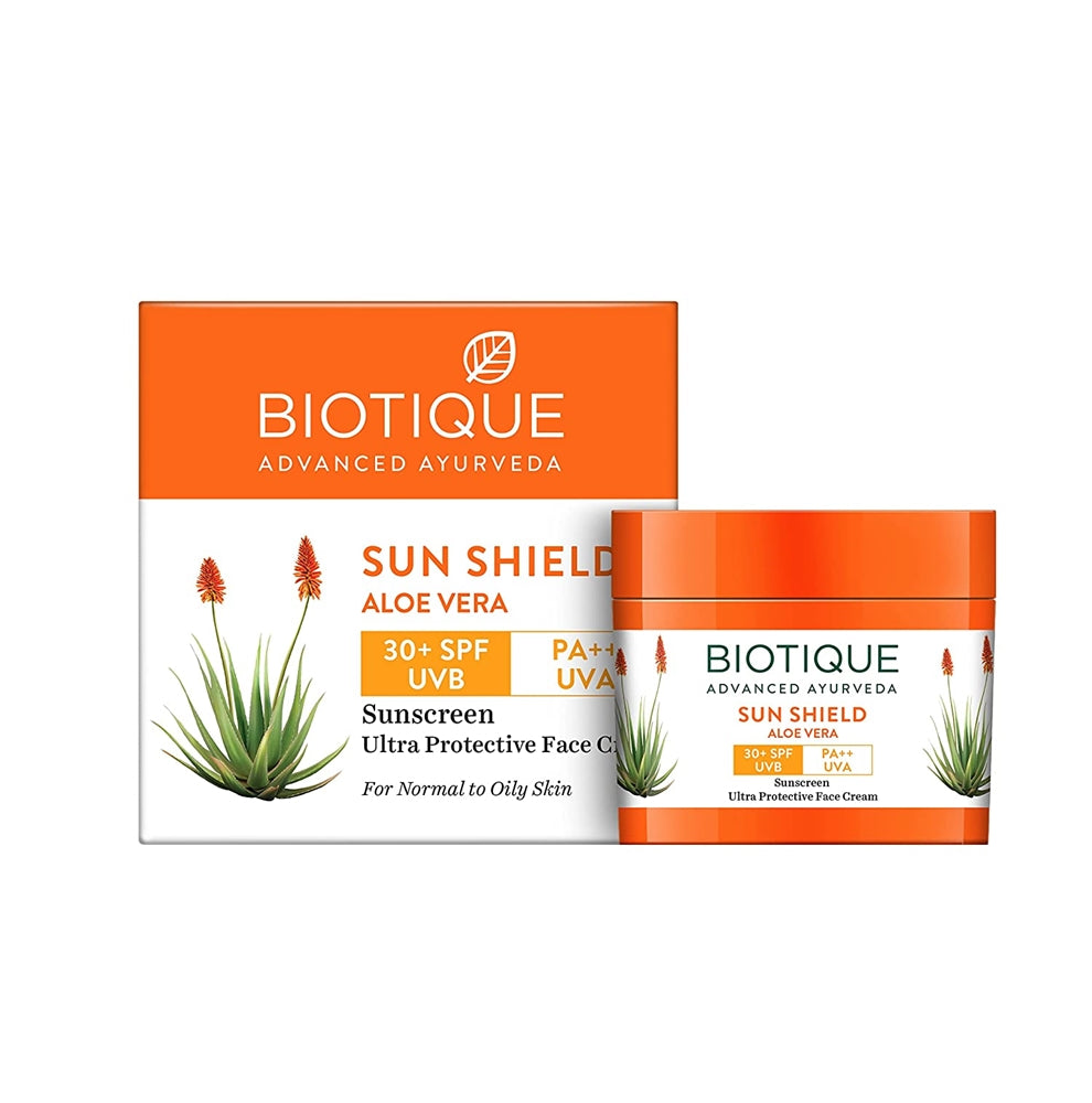 Biotique Advanced Ayurveda Bio Aloe Vera 30+SPF UVA/UVB Sunscreen Ultra Soothing Face Cream/Lotion - Distacart