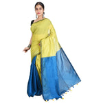 Thumbnail for Desh Bidesh Bengal Cotton Tant Women's Bengal Half Half Ghicha Handloom Cotton Silk Saree With Blouse Piece - Distacart