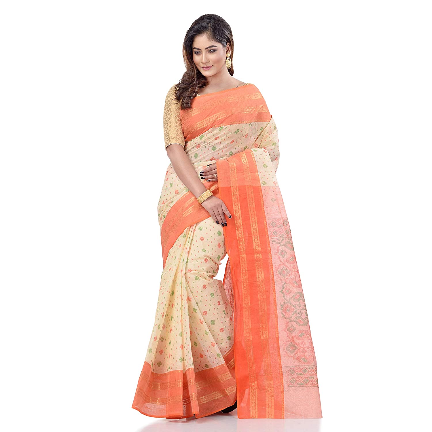 Desh Bidesh Women's Tant Cotton Saree Without Blouse Piece - Distacart