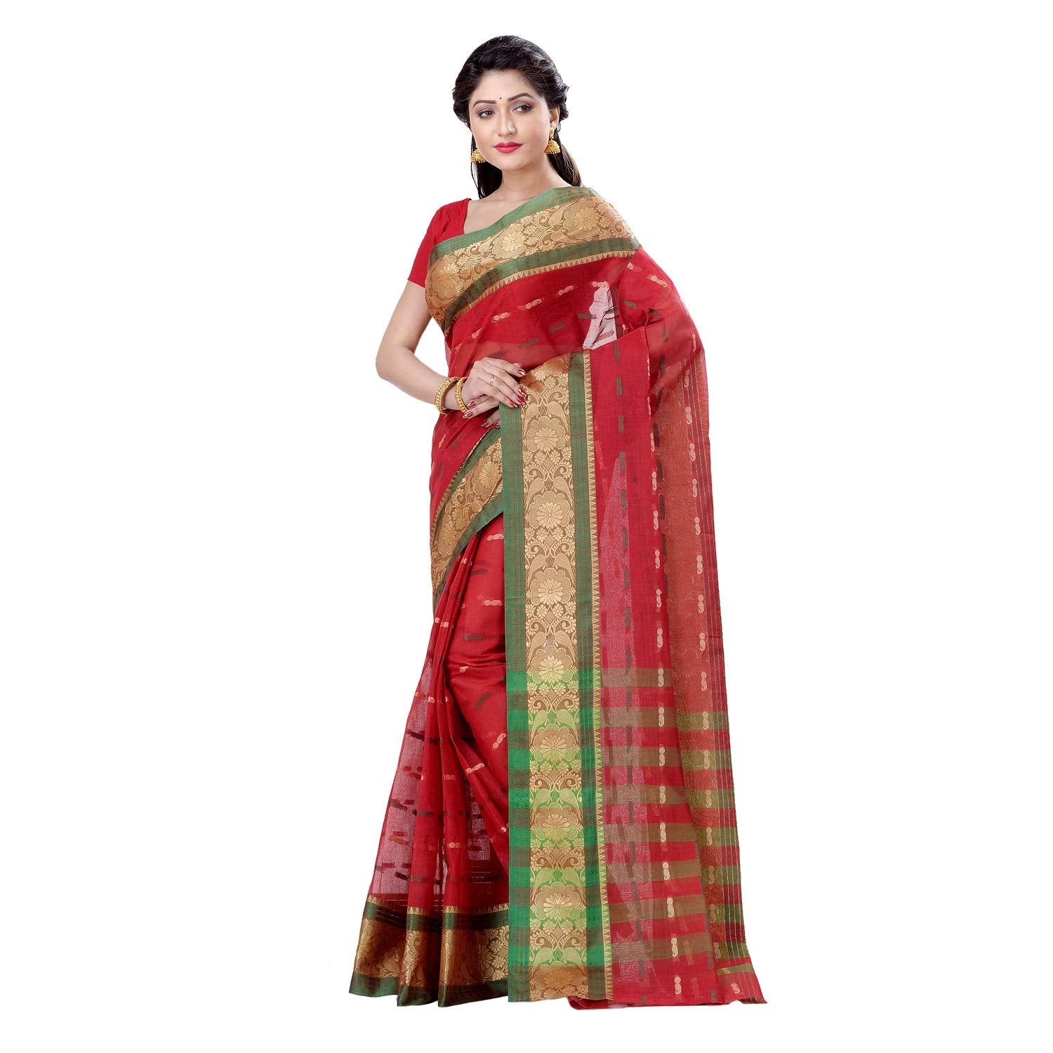 Desh Bidesh Women's Traditional Bengal Tant Handloom Cotton Saree Without Blouse Piece - Distacart