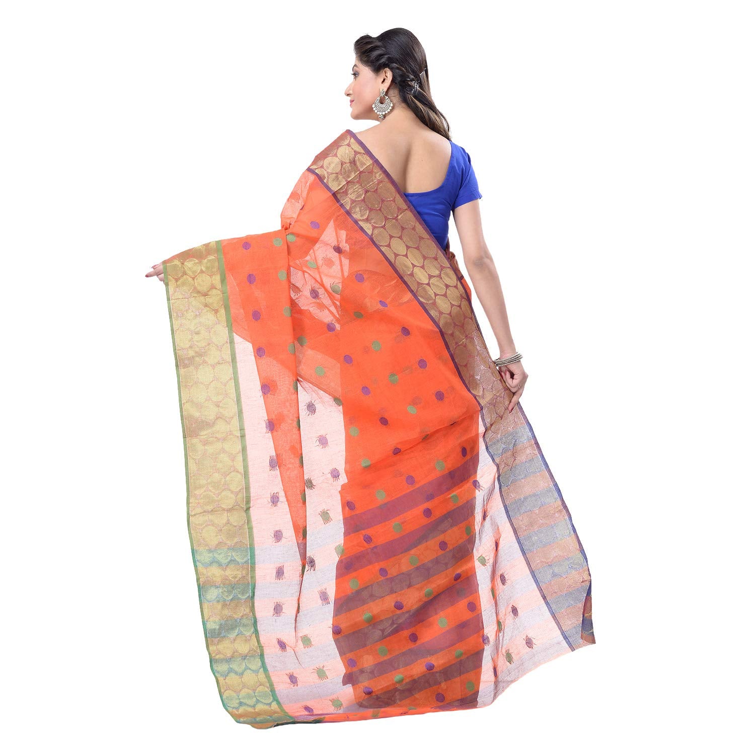 Desh Bidesh Women Ganga Jamuna Bengal Handloom Cotton Tant Saree Without Blouse Piece - Distacart