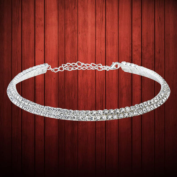 Silver-Toned Alloy Double Line Silver Choker Necklace - The Pari - Distacart