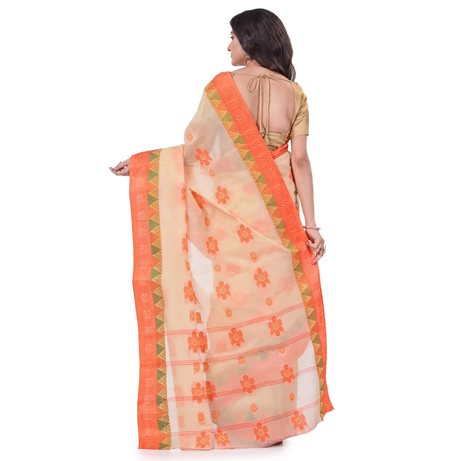 Desh Bidesh Women's Traditional Bengal Fuleswari Woven Designer Pure Handloom Cotton Saree Without Blouse Piece - Distacart