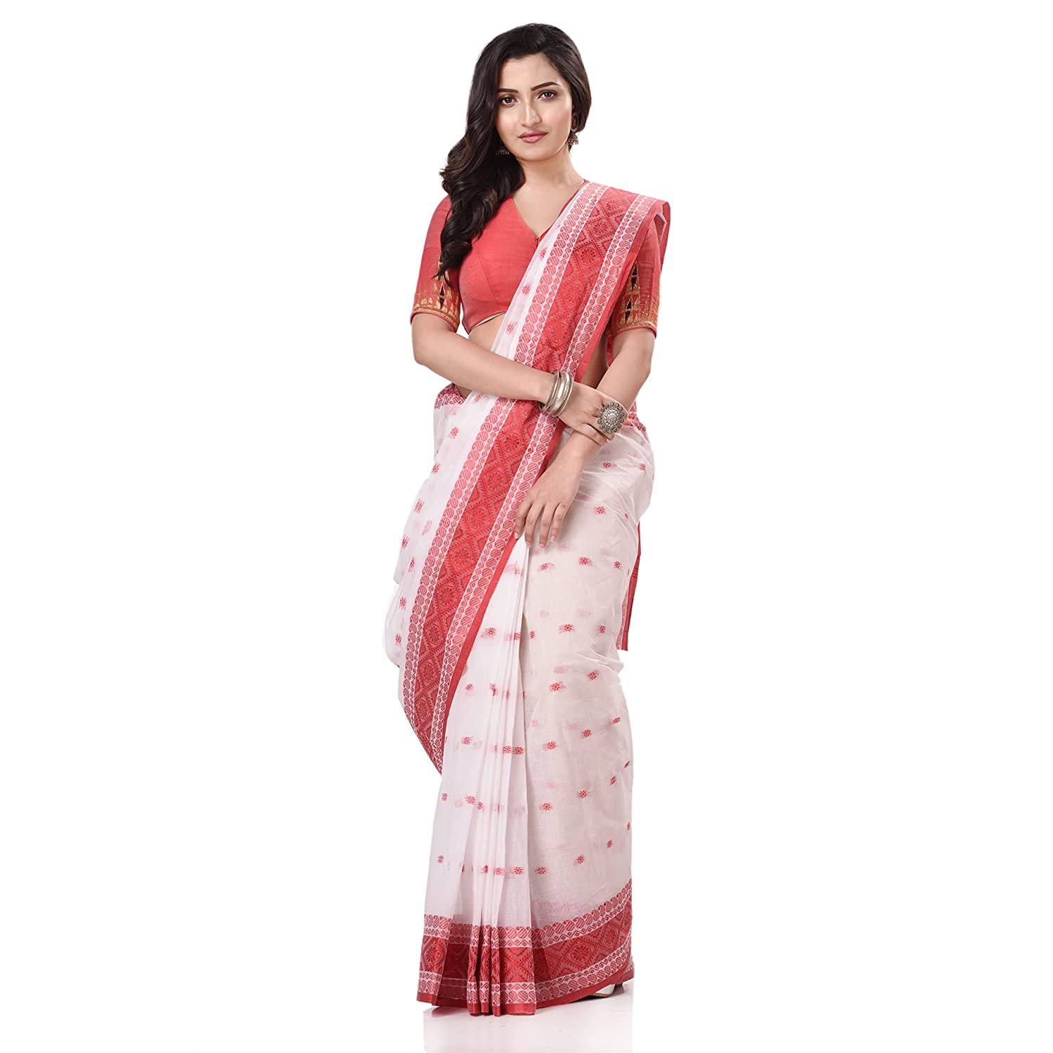 Desh Bidesh Women's Traditional Bengal Tant Kolkatara Design Pure Handloom Cotton Saree - Distacart