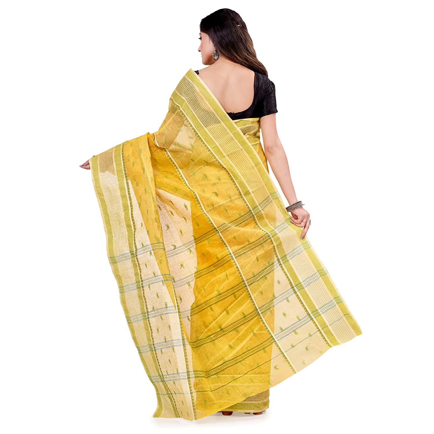 Desh Bidesh Women's Bengal Tant Devdas Design Pure Handloom Cotton Saree Without Blouse Piece - Distacart