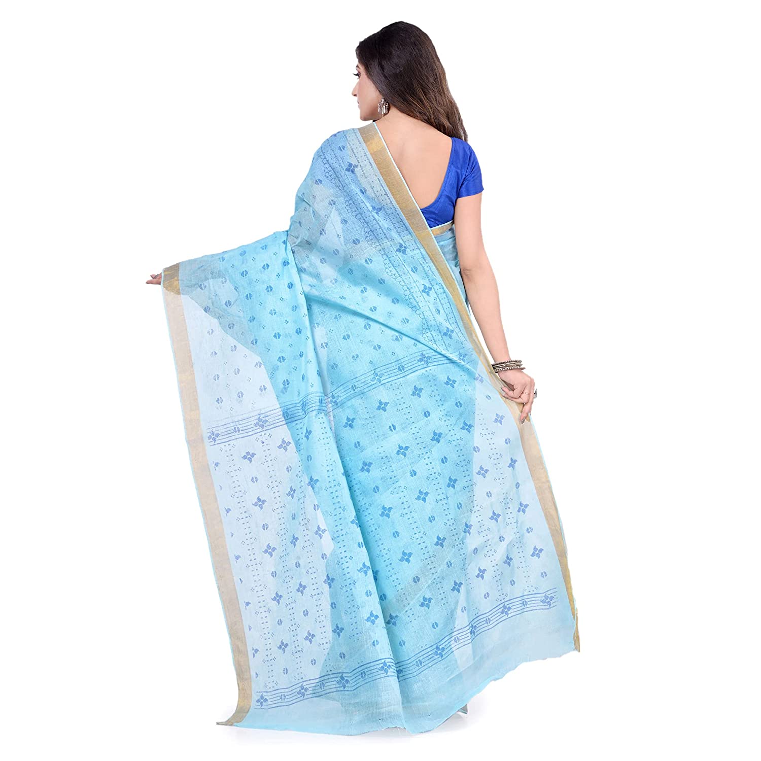 Desh Bidesh Women's Bengal Tant Kerala Print Design Pure Handloom Cotton Saree Without Blouse Piece - Distacart