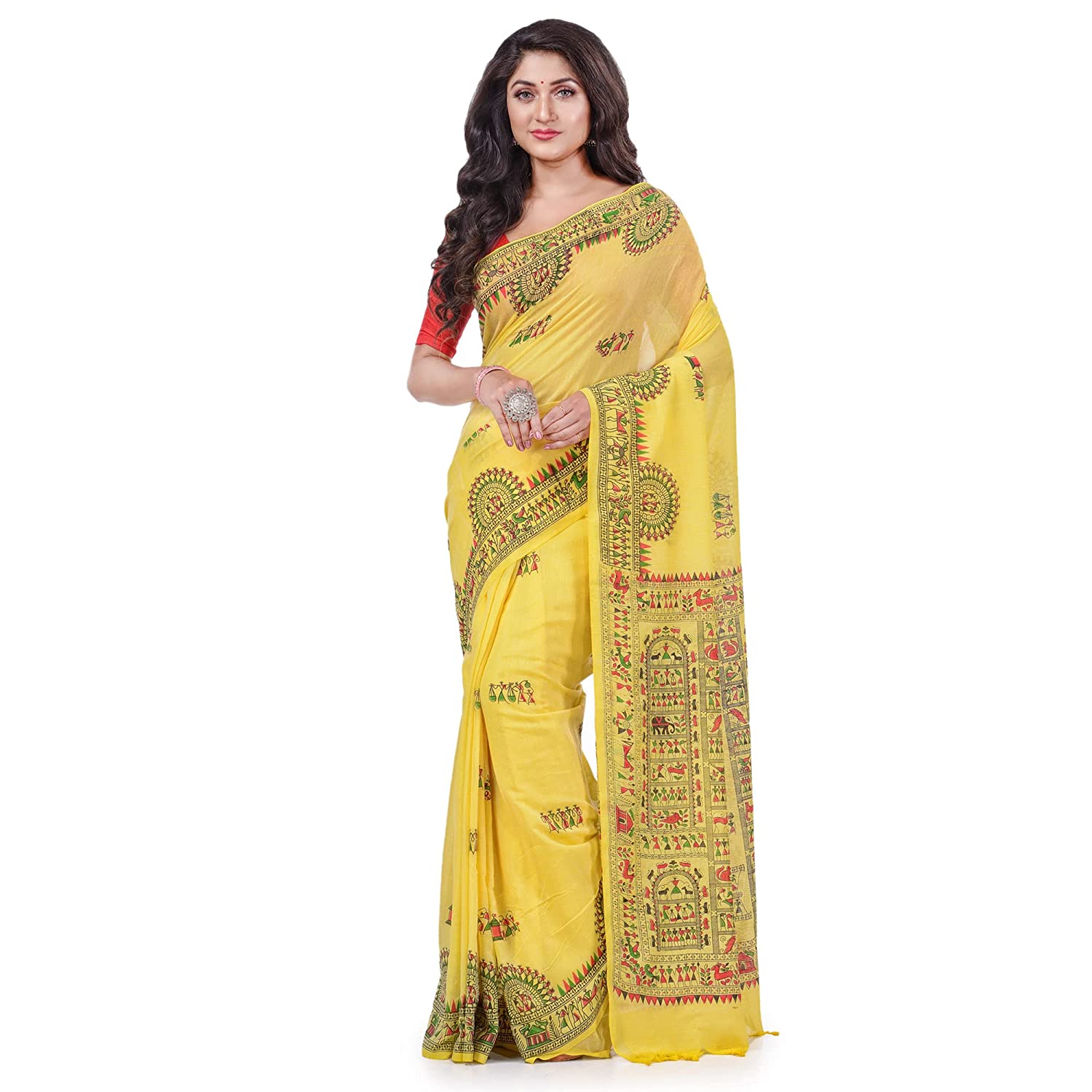 Desh Bidesh Women's Pure Cotton Tribal Art Warli Printed Designer Handloom Saree With Blouse Piece - Distacart