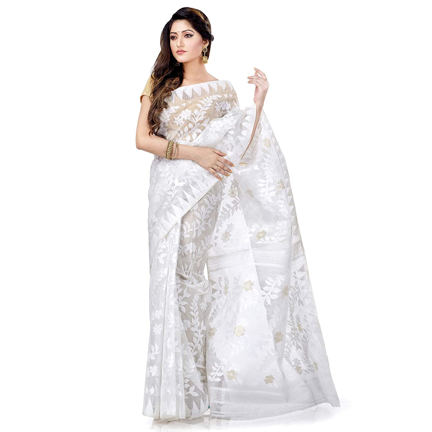 Desh Bidesh Bengal Cotton Tant Women's Bengal Handloom Tant Soft Dhakai Jamdani Cotton Saree Whole Body Design - Distacart