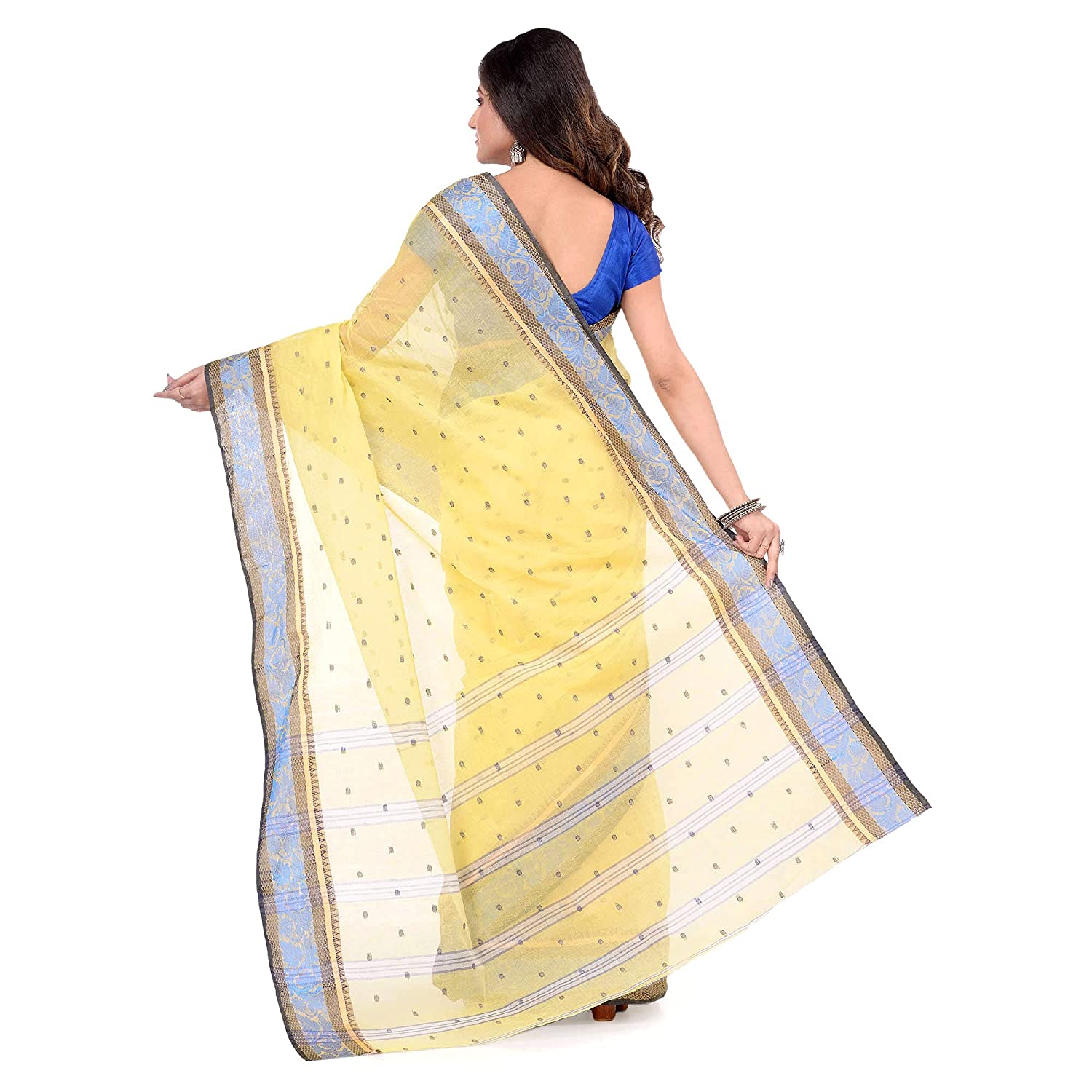 Desh Bidesh Women's Traditional Bengal Tant Pure Handloom Cotton Saree Patabahar Design Without Blouse Piece - Distacart