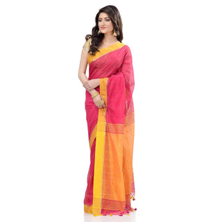 Desh Bidesh Women's Tant Silk Handloom Cotton Saree Sequence Work With Blouse Piece - Distacart