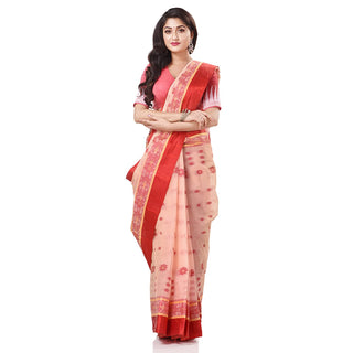 Desh Bidesh Women's Traditional Bengal Phulkoli Woven Design Pure Handloom Cotton Saree Without Blouse Piece - Distacart