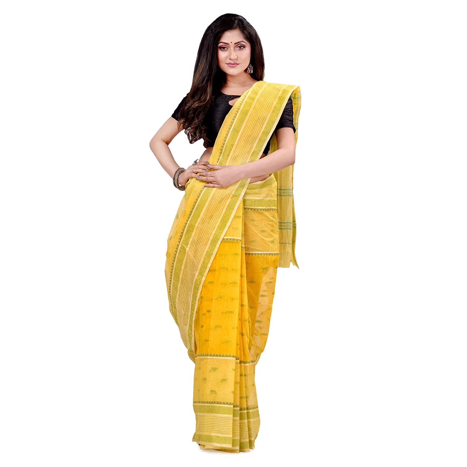 Desh Bidesh Women's Bengal Tant Devdas Design Pure Handloom Cotton Saree Without Blouse Piece - Distacart