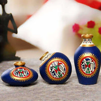 Thumbnail for Hand-Painted Home Decorative Miniature Small Pots Set ( Set of 3 Mini Pots) - Distacart