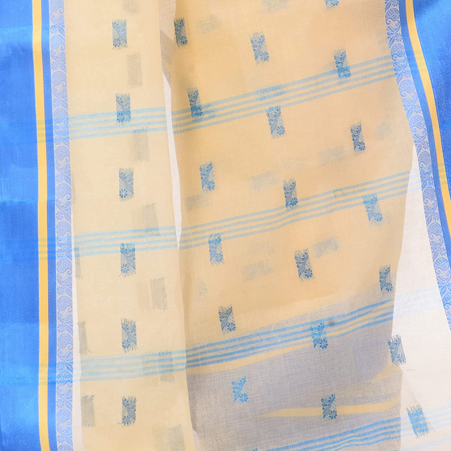 Desh Bidesh Women's Traditional Pure Handloom Cotton Saree Navarupa Velvet Par Design Without Blouse Piece - Distacart
