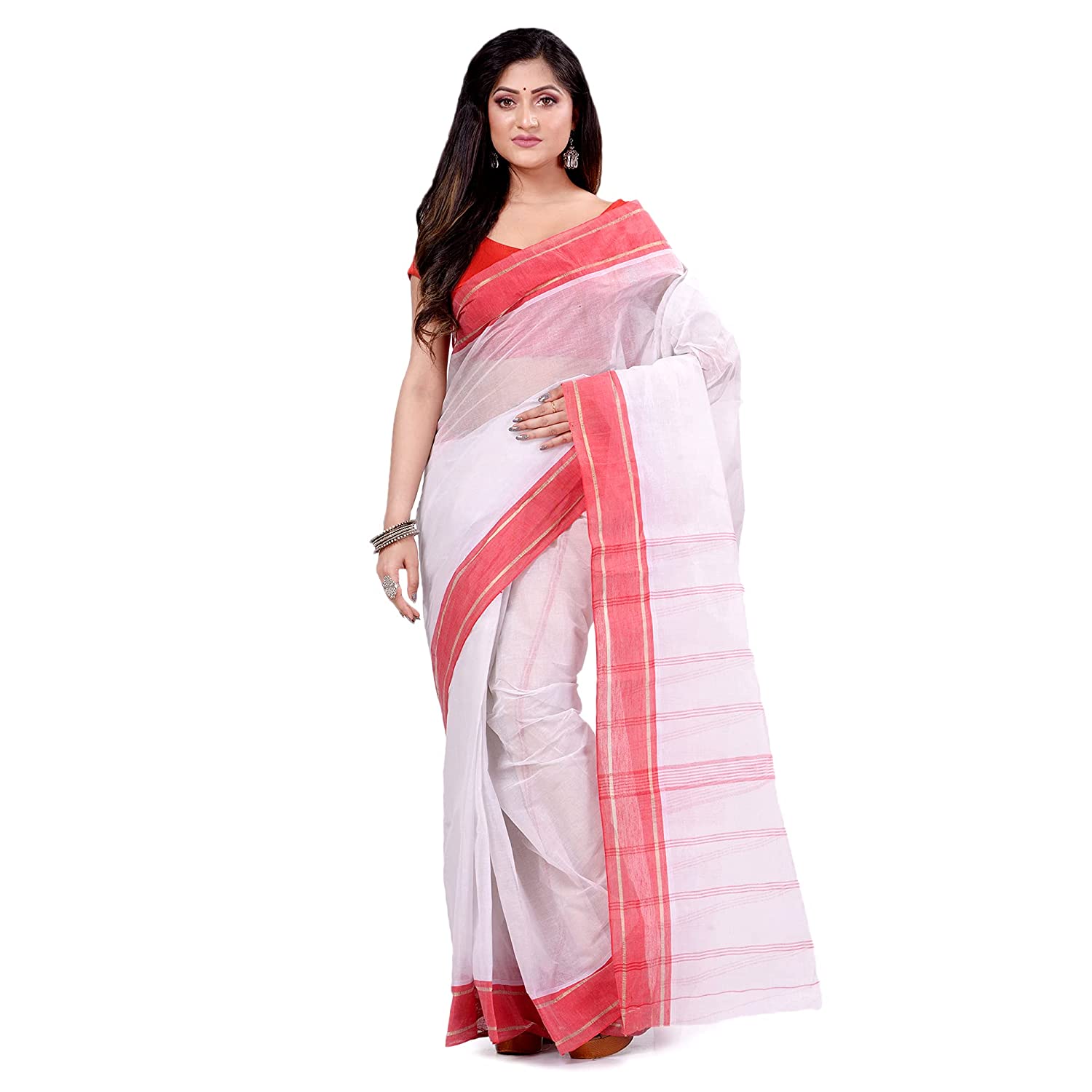 Desh Bidesh Women's Bengal Tant Aradhana Pure Handloom Cotton Saree - Distacart