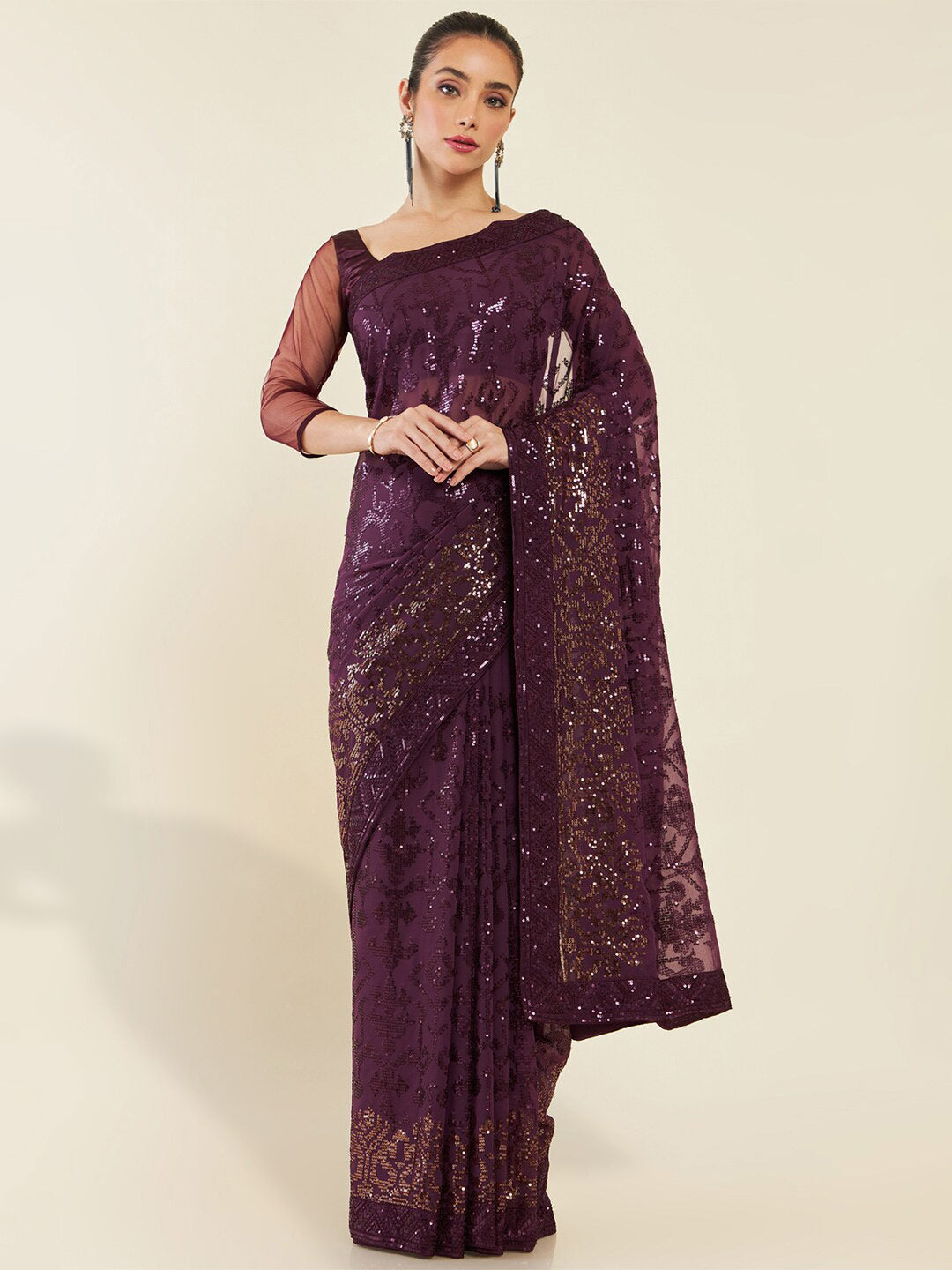Soch Sequinned Embellished Saree - Distacart