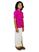 Thumbnail for Sethukrishna Boys Pink Shirt With Dhoti - Distacart
