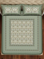 Thumbnail for BELLA CASA Teal & Off White Printed 350 TC King Pure Cotton 2 Pillow Covers Bedsheet - Distacart