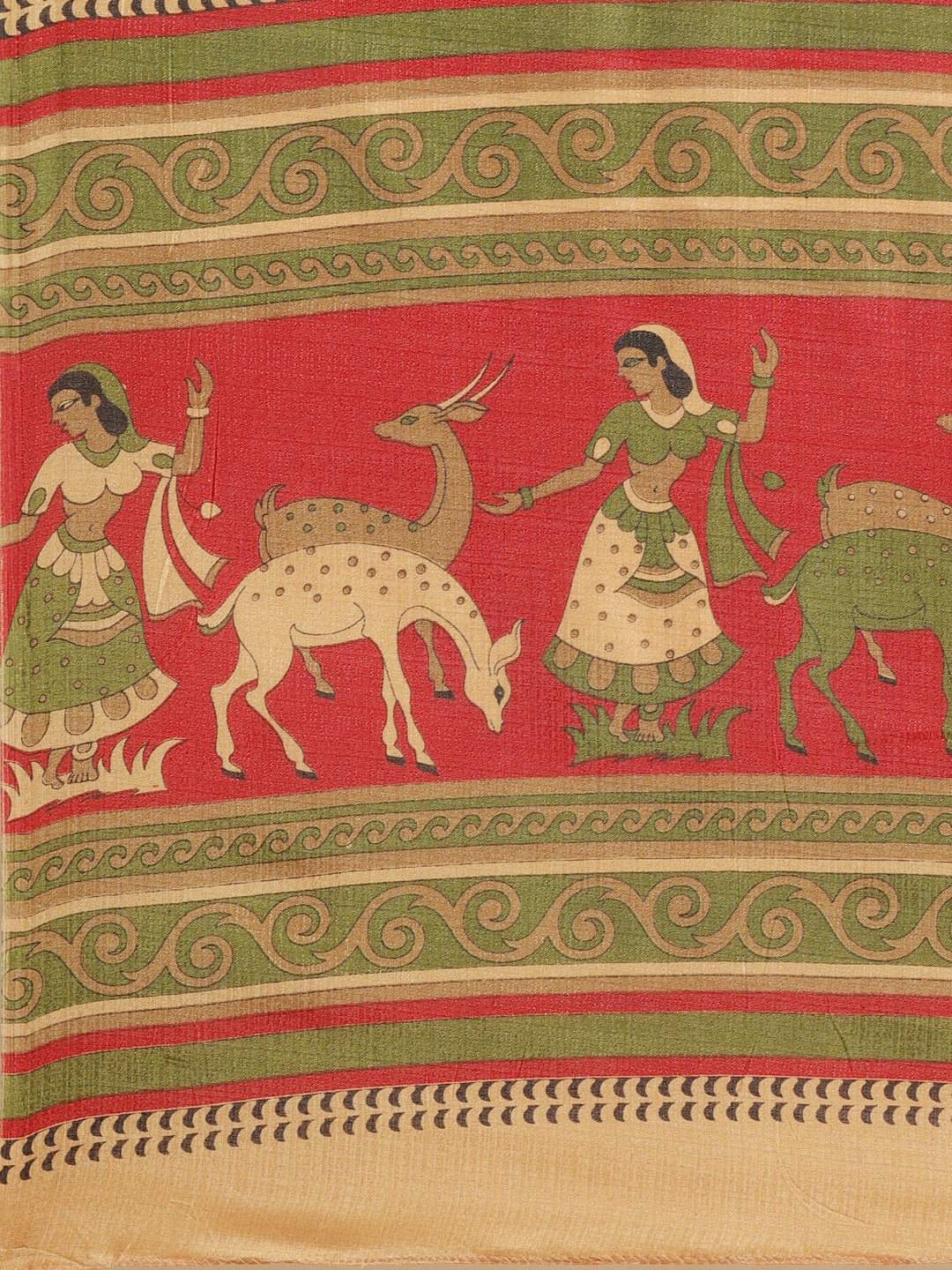 Saree Mall Golden & Maroon Printed Bhagalpuri Saree - Distacart