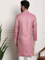 Thumbnail for Sojanya Woven Design Mandarin Collar Silk Cotton Kurta - Distacart