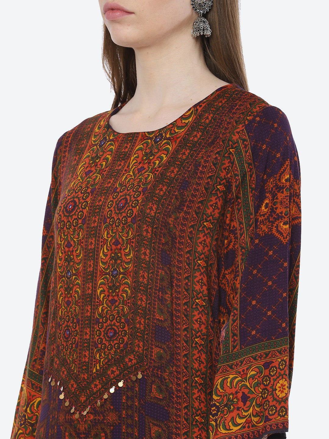 Biba Women Violet Ethnic Motifs Printed Kurta with Trousers & With Dupatta - Distacart