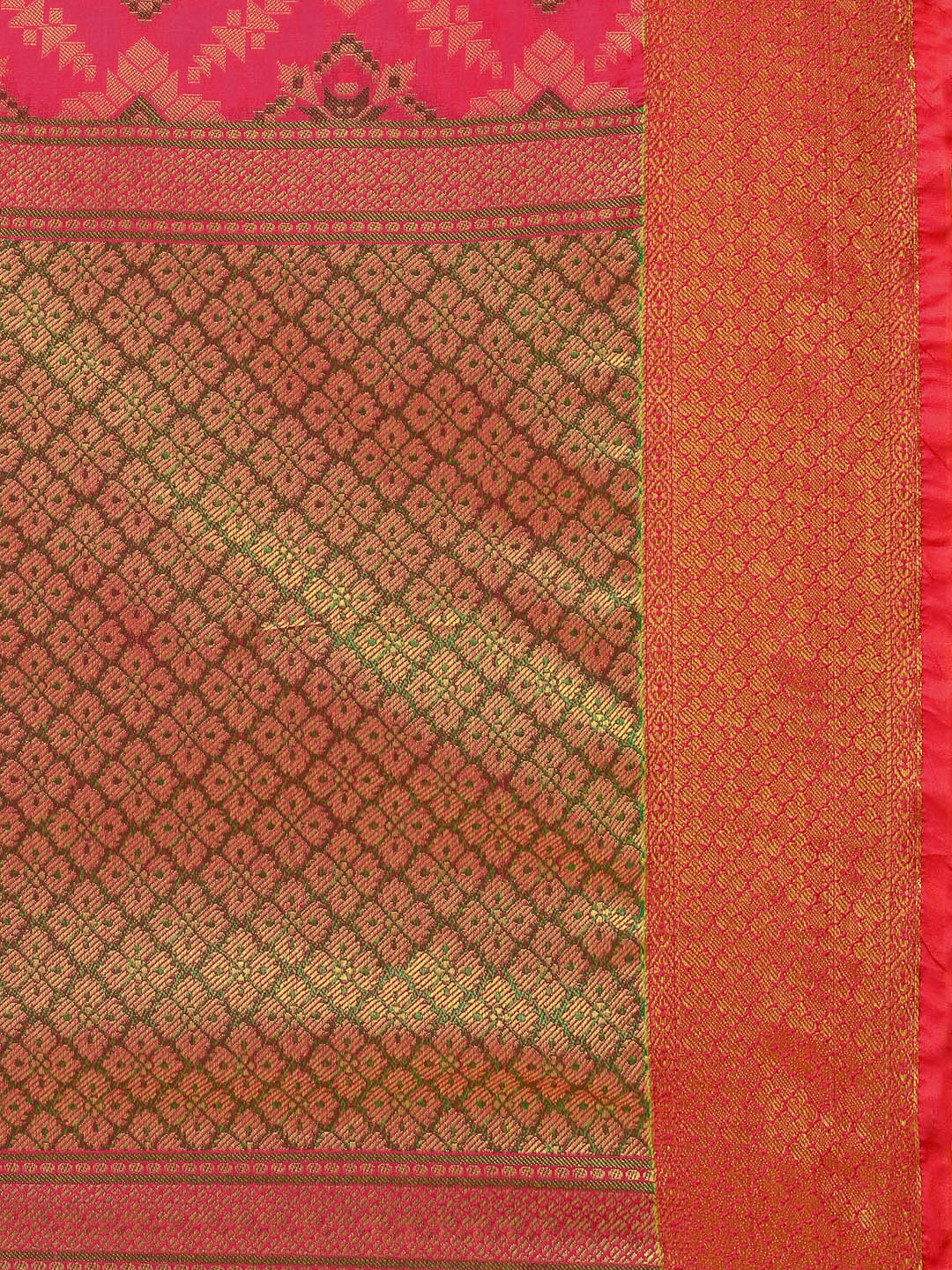 Saree Mall Pink Silk Blend Printed Kanjeevaram Saree - Distacart