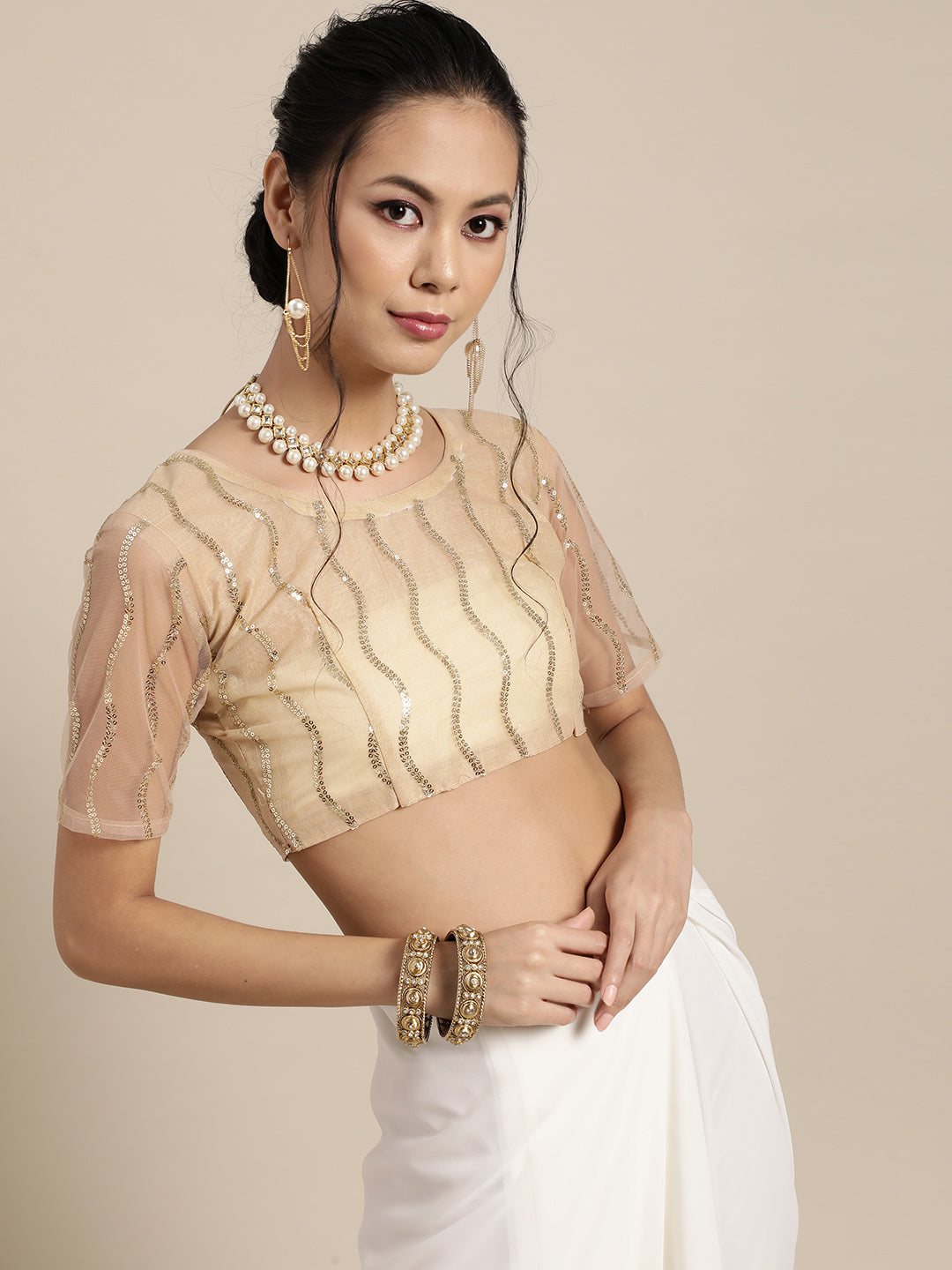 Saree Mall White & Golden Floral Muga Saree - Distacart