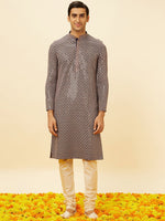 Thumbnail for Manyavar Ethnic Motifs Embroidered Sequinned Kurta With Churidar - Distacart
