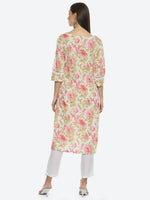 Thumbnail for Biba Floral Printed Cotton Boat Neck Straight Kurta - Distacart