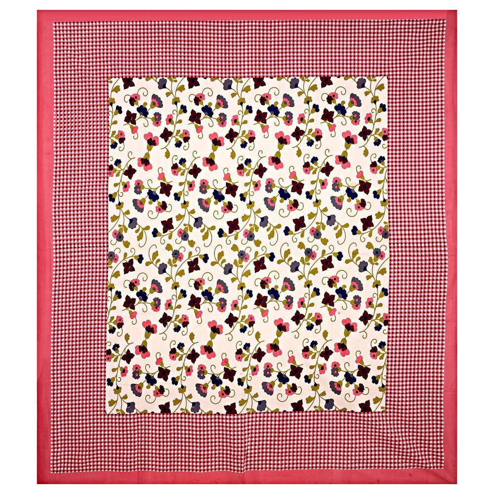 Vamika Printed Cotton Pink Floral Bedsheet 