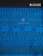 Thumbnail for Black And Ink Blue Colour Contrast Thread Border Khadi Cotton Saree By Gayathri Reddy Designer Studio - Distacart