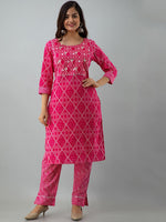 Thumbnail for Kalini Women Pink Gotta Patti Pure Cotton Kurta with Trousers & Dupatta - Distacart