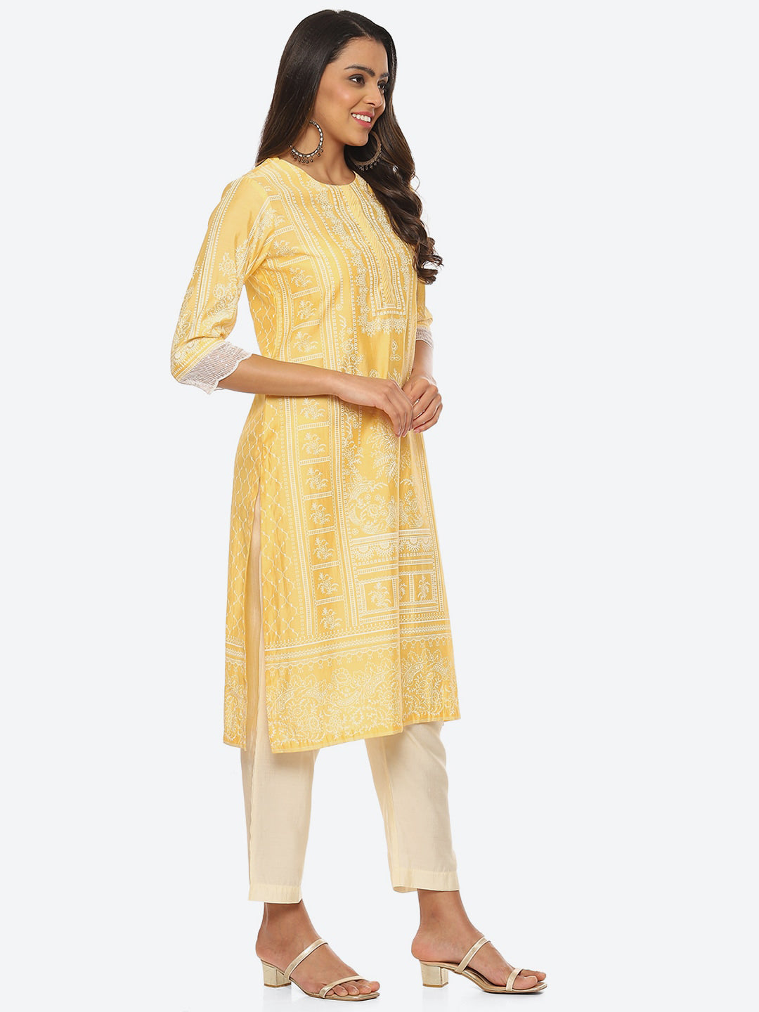 Biba Women Ethnic Motifs Printed Straight Kurta - Distacart