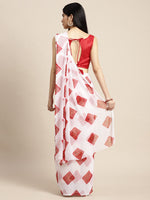 Thumbnail for Saree Mall Women White & Red Printed Poly Chiffon Bandhani Saree With Matching Blouse - Distacart