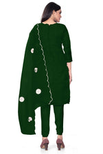 Thumbnail for Green Organza Silk Embroidered Work Unstitched Dress Material - Tanvi - Distacart