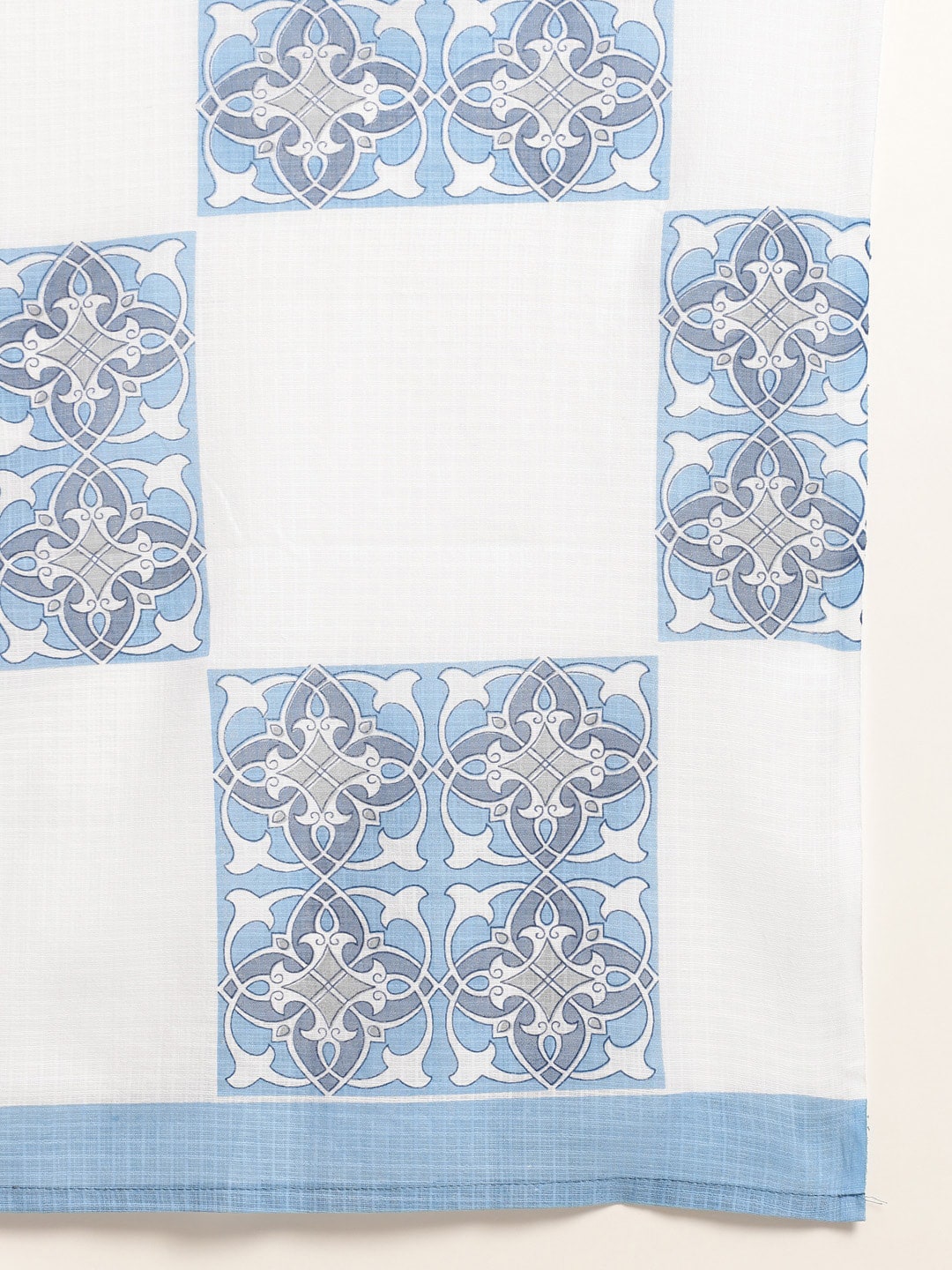 Sangria Blue Ethnic Motif Printed Pure-Cotton Straight Kurta With Trouser & Dupatta - Distacart
