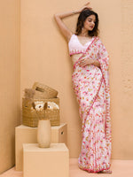 Thumbnail for Koskii Floral Printed Mirror Work Saree - Distacart